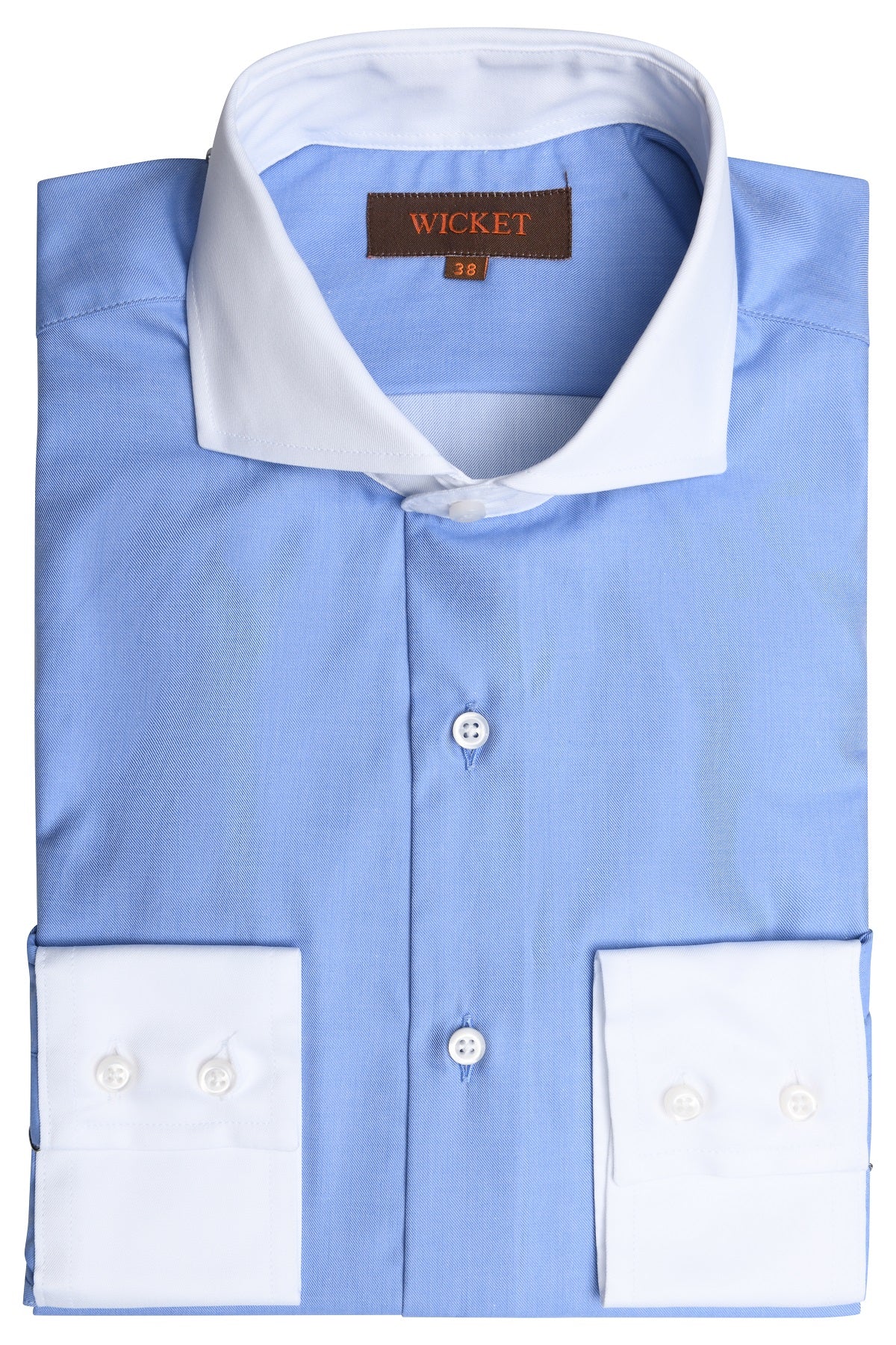 La Twill de Coton Bleu Uni à Col Blanc